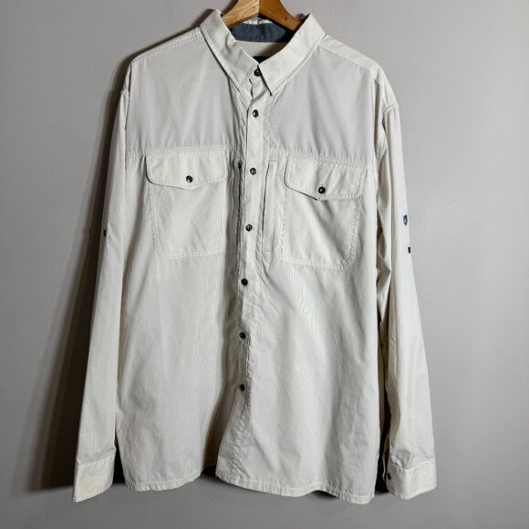 Kuhl Airkraft Roll Tab Button Down Long Sleeve Shirt Men's XL Ivory Outdoor Dad - Picture 5 of 16